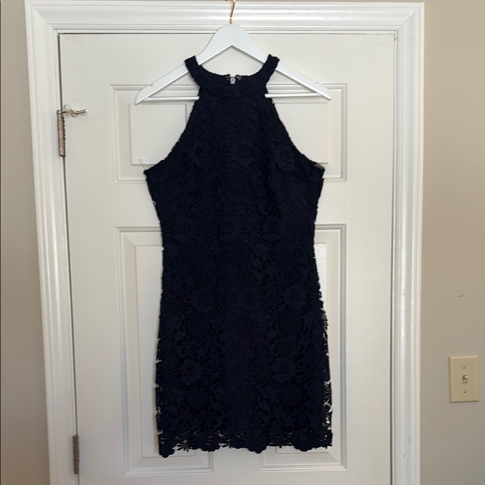 Lulus Elegant Navy Lace Dress